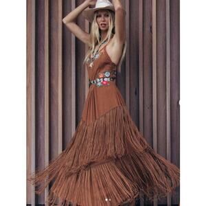 BNWT Chasing Unicorns After Midnight Fringe Maxi Dress